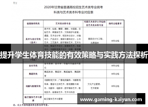 提升学生体育技能的有效策略与实践方法探析